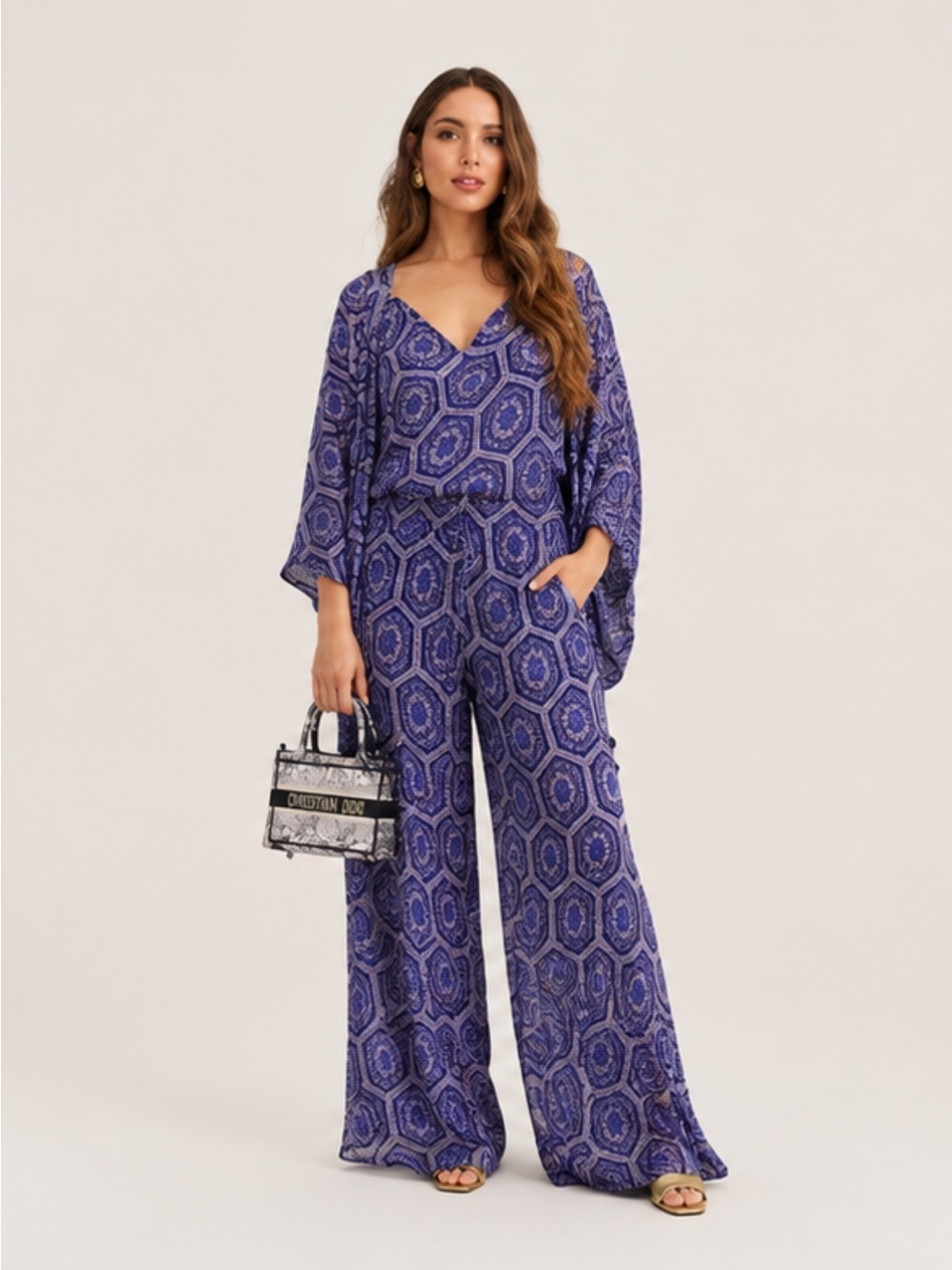 New Misa Los Angeles Saya Cami & Joggers In Lapis Tile Size XS